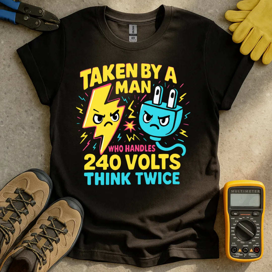 Taken by a man who handles 240 volts T-shirt