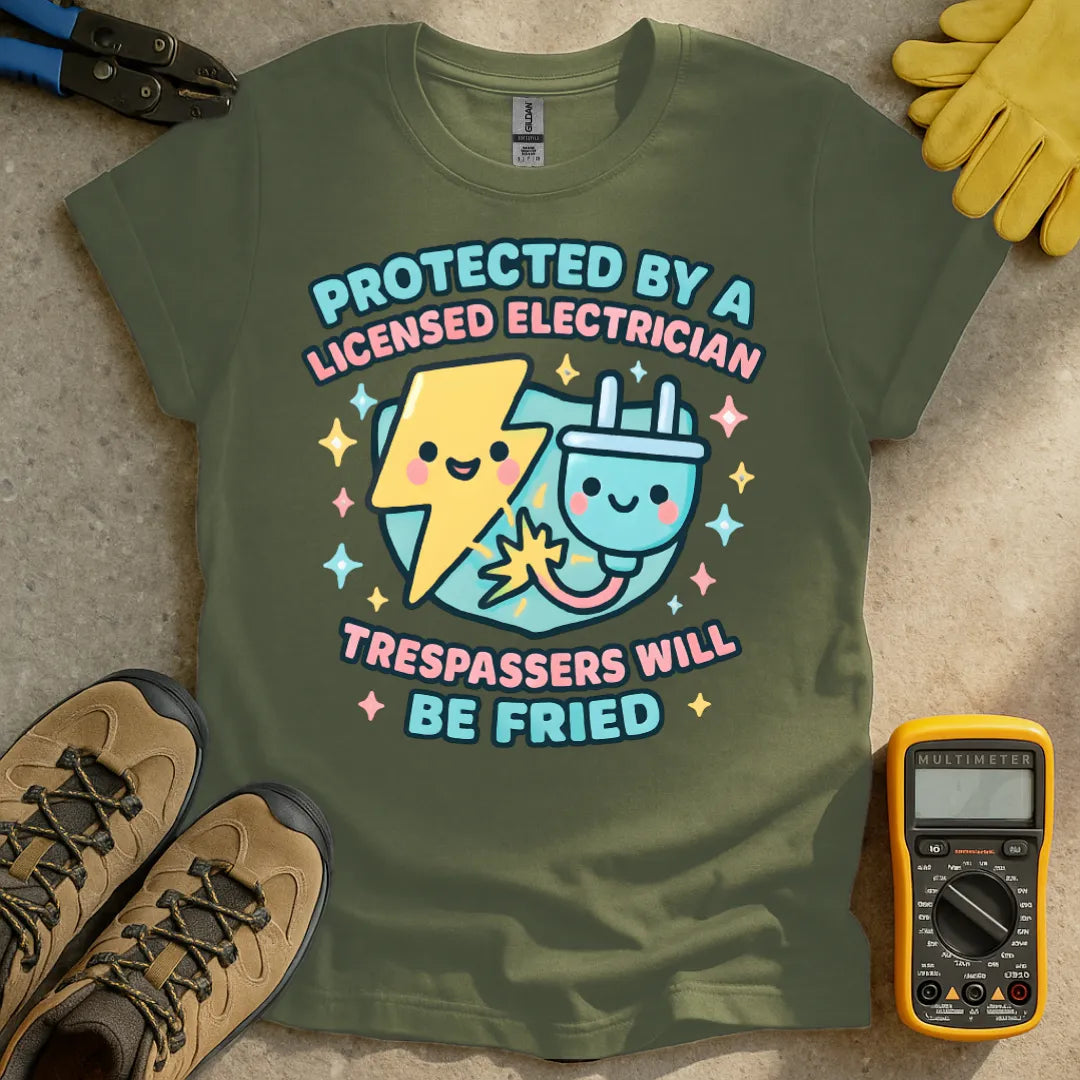 Protected by a licensed electrician T-shirt